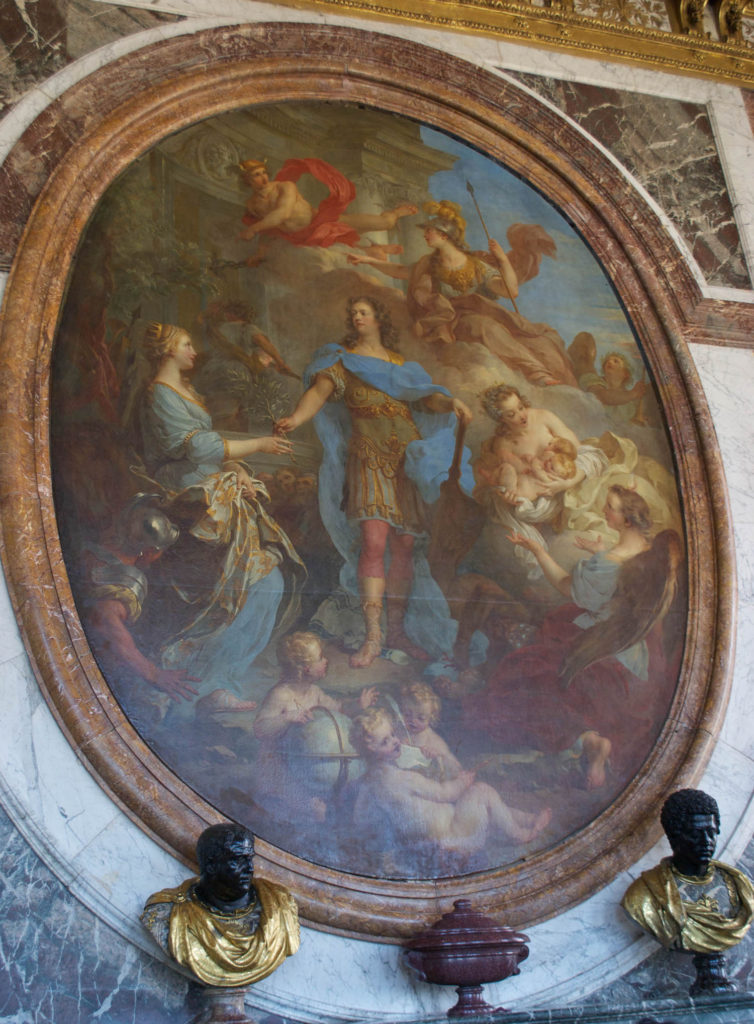 Louis XIV offering Europe an olive branch in the Peace Salon at the Palace of Versailles 