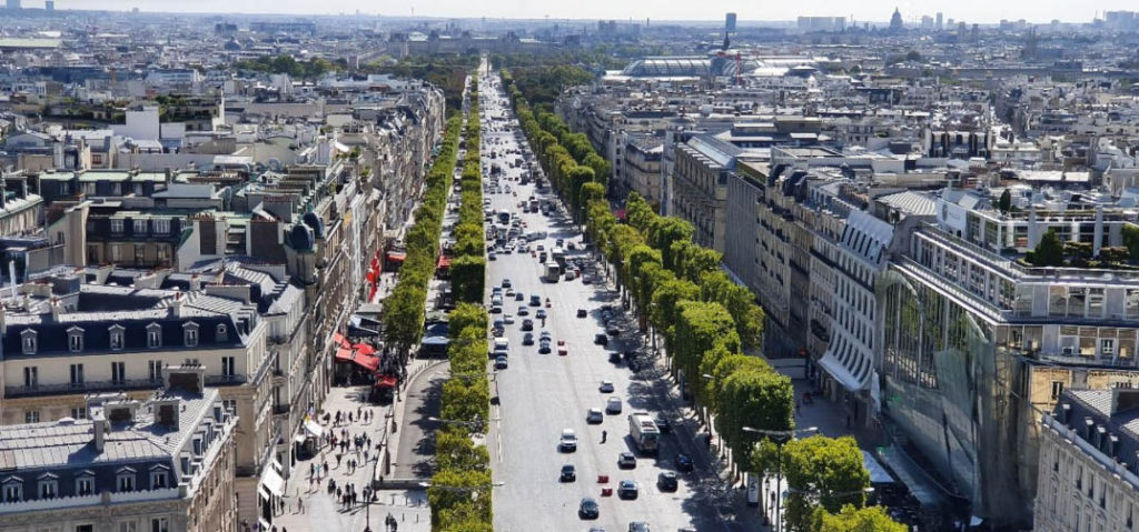 View of Champs-Elysees Avenue from Arc De Triomphe