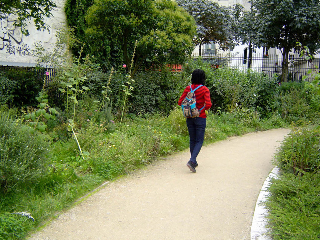 Walking in Jardin Villemin Park in Paris