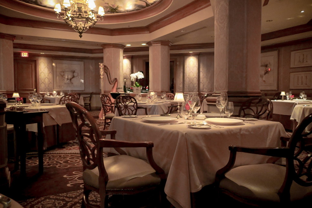 The seating area at Victoria and Albert's Restaurant in Orlando